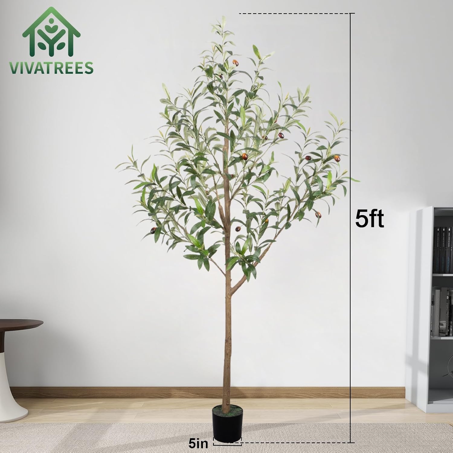 5FT Olive Tree Artificial Indoor, 60in Tall Faux Olive Tree with Pot ...