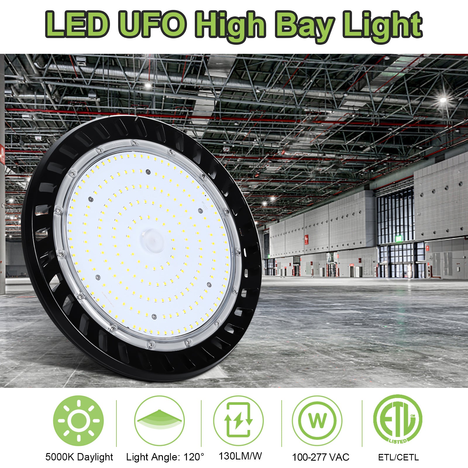 Elite Series LED High Bay Light, 5000K, 100-277V, ETL – Hykolity