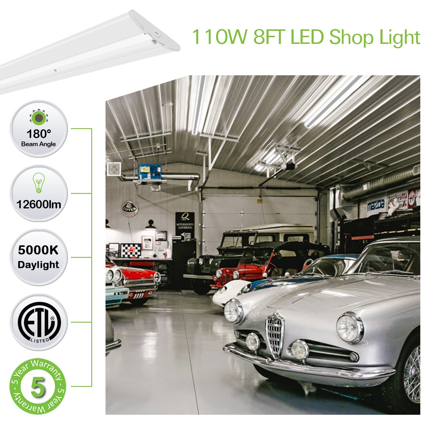 110W 8FT LED Shop Lights Ultra Slim LED Wraparound – Hykolity