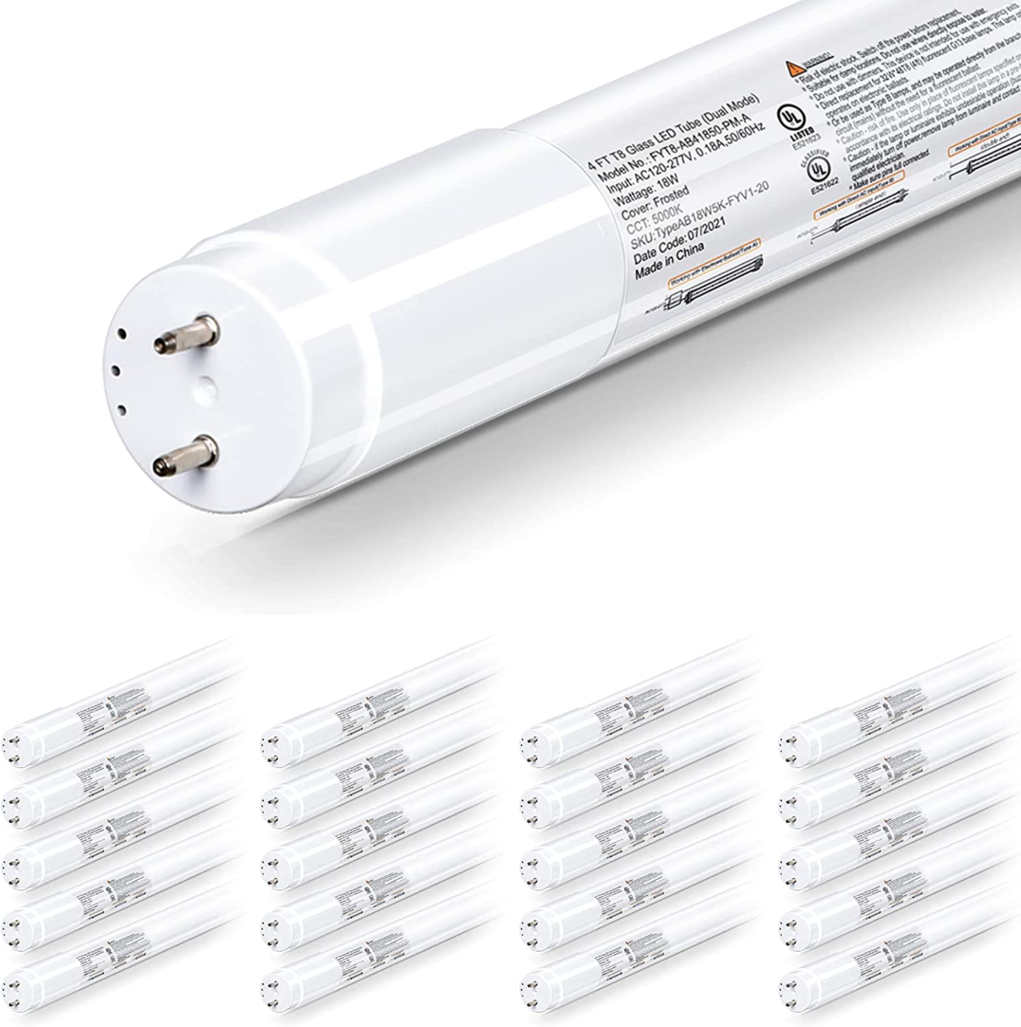 sammenholdt stille smukke 4FT 5000K LED T8 Hybrid Type A+B Light Tube, 18W, Plug & Play or Balla –  Hykolity