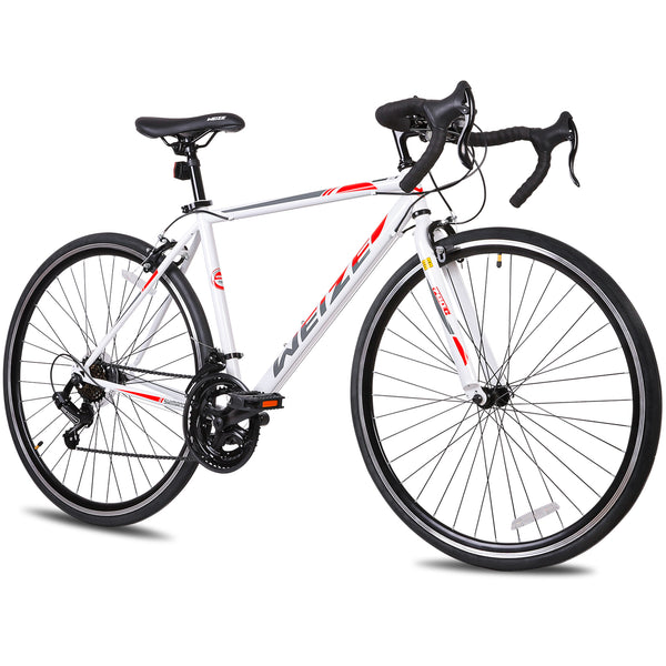WEIZE Road Bike, 700C Wheel City Commuter Bicycle, 14 Speed Drop Bar, Hybrid Bikes with Caliper Brakes, High-Carbon Steel Racing Adult Bike, Urban Adult Bicycle for Men and Women (White)