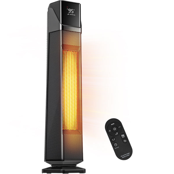 Romswi Large Space Heater , 30" Portable Room Heater with Remote and Thermostat, Overheating & Tip-Over Protection, Electric Heaters for Indoor Use Large Room, Bedroom, 24H Timer, Black