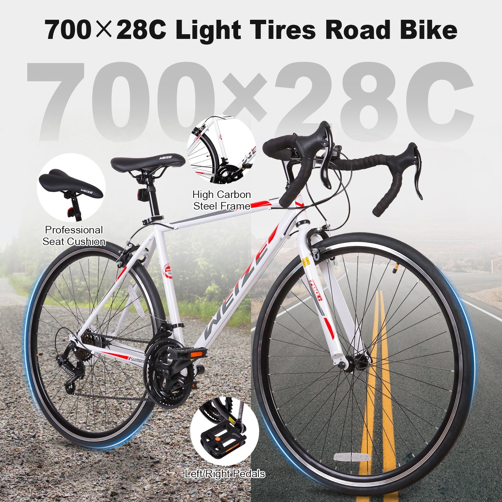 パーツ White Industries x Velo City Quil 700c WEIZE Road Bike, 700C Wheel City Commuter Bicycle, 14 Speed Drop