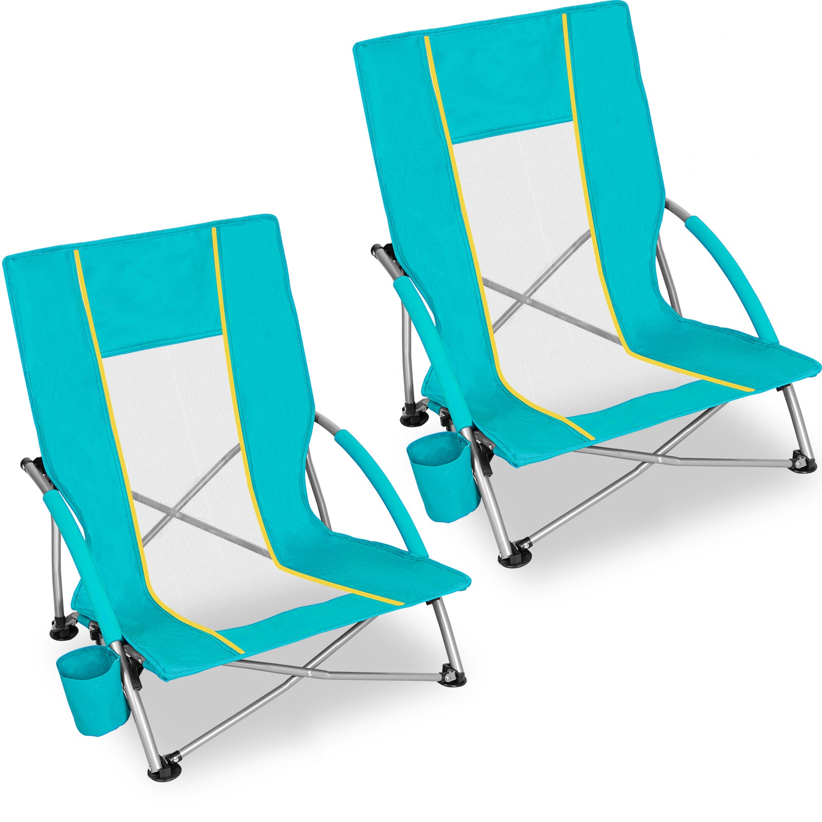 Romswi Low Beach Chairs for Adults 2 Pack, Lightweight Folding Sand Ch ...