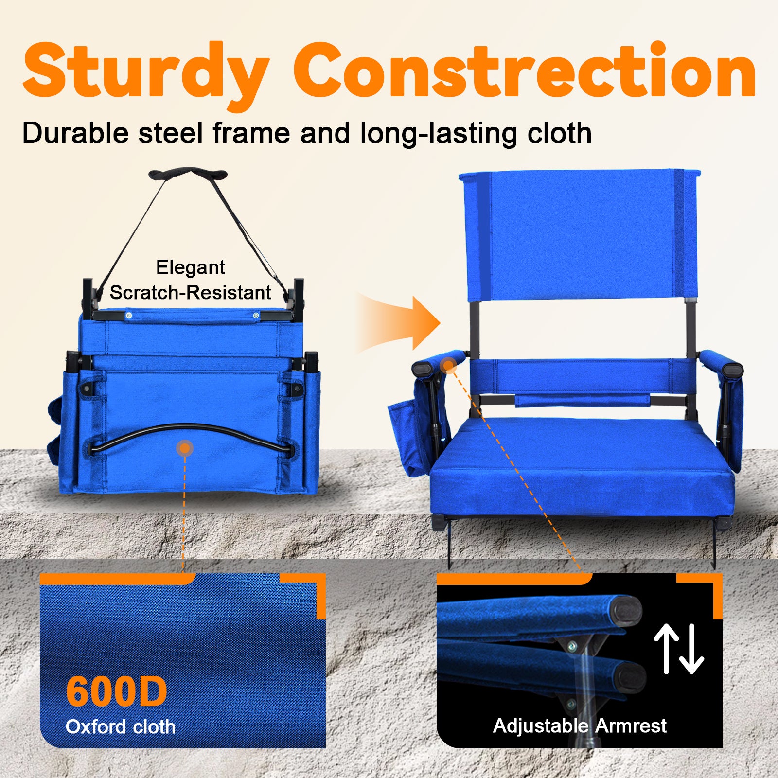 Romswi 2-Pack Adjustable Stadium Seat | High Back, Lumbar Support & 3 ...