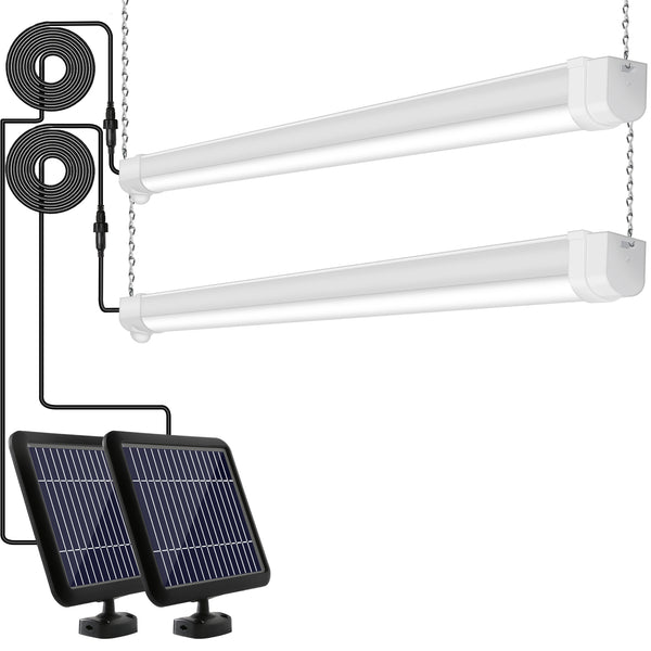 17W Solar Powered LED Shop Light, Motion Sensor, 5000K, IP65 Grade, ETL Listed (2-PACK)