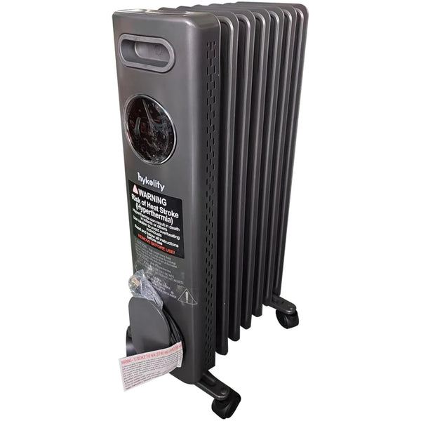 hykolity Portable Oil Filled Radiato, Electric heater with 4 Modes, Remote Control, Digital Led Display, Adjustable Thermostat, Child Lock, Overheat & Tip-Over Protection For Indoor Use, 1500W (Grey)