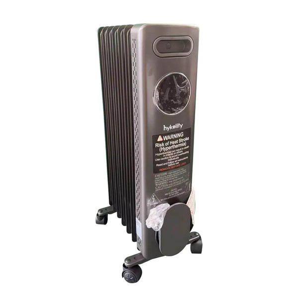 hykolity 1500W Oil Filled Radiator Heater with Remote and Thermostat, 4 Mode Electric Radiant Heater for indoor, Energy Efficient Electric Quiet Space heater with Overheat & Tip-Over Protection,Grey