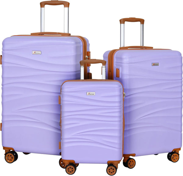 Romswi Hardside Expandable 3PCS Luggage Set with Spinner Wheels,Hard Shell Lightweight Luggage with TSA Lock (22/26/30) Purple