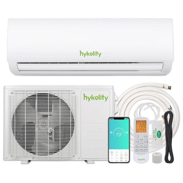 HYKOLITY Wifi Enabled 12,000 BTU Mini Split Air Conditioner & Heater, 19 SEER2 115V Split AC Unit Ductless Inverter System with Heat Pump, Installation Kits - Cools Rooms up to 750 Sq.Ft