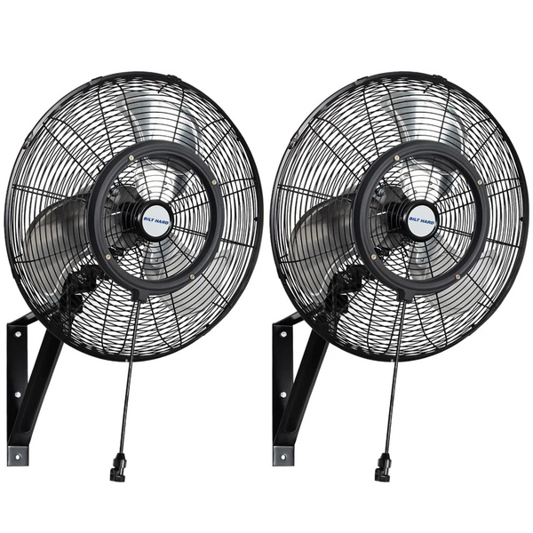 BILT HARD 24" Outdoor Misting Wall Fan, 3-Speed Patio Fans for Outside, 80°Oscillation, Waterproof, Industrial Wall Mount Fan for Outdoor- UL Listed, 2 Pack