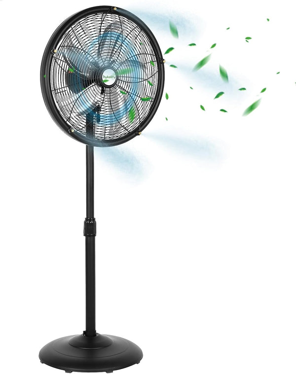 HYKOLITY 18 inch Oscillating High-Velocity Outdoor Pedestal Misting Fan, 3-Speed Patio Fans for Outside, Adjustable Height, 120° Oscillation, Waterproof, Industrial Fan for Outdoor