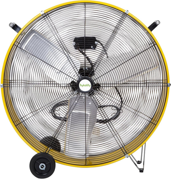 HYKOLITY 30 in. 2-Speed 13000 CFM High Velocity Drum Fan, Heavy Duty Industrial Shop Fan for Factory, Warehouse, Garage, Workshop, Commercial, and Basement, UL Listed, Yellow
