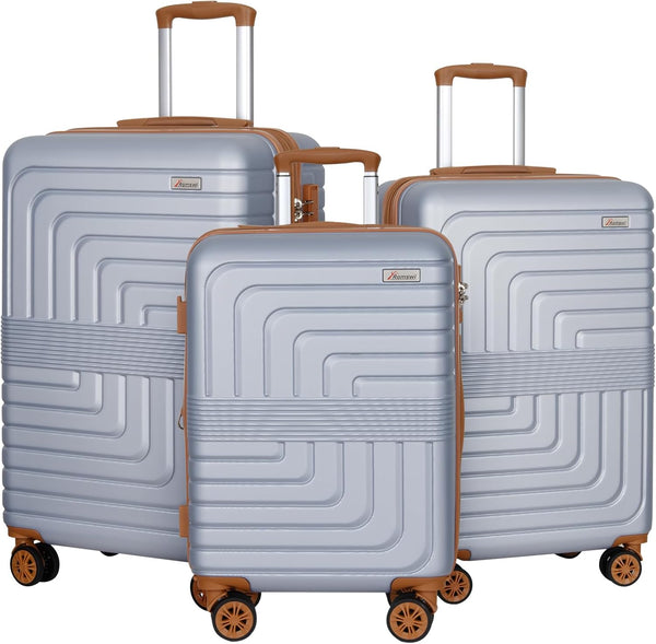 Romswi Hardside Expandable 3PCS Luggage Set with Spinner Wheels,Hard Shell Lightweight Luggage with TSA Lock(22/26/30) Silver