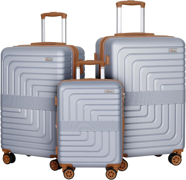 Romswi 3-Piece Luggage Set 20/24/28 Inch, Expandable PC+ABS Hardshell Suitcases, Durable Lightweight Suitcase Set with TSA Lock & Dual Spinner Wheels, Silver