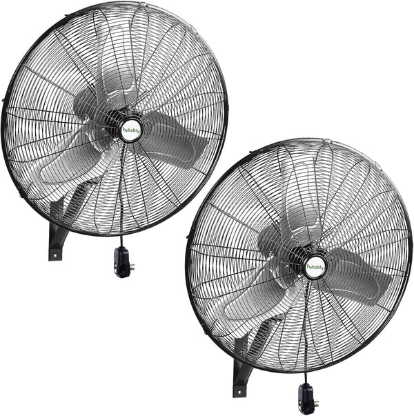 hykolity 6300 CFM 24'' Outdoor Oscillating Wall Fan, 3-Speed High Velocity Heavy Duty Outdoor Wall Fans, Outdoor Waterproof Fans for Patios, Industrial, Commercial and Warehouse, UL Listed, 2 Pack