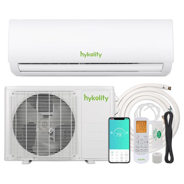 HYKOLITY Wifi Enabled 18,000 BTU Mini Split Air Conditioner & Heater, 19 SEER2 230V Split AC Unit Ductless Inverter System with Heat Pump, Installation Kits - Cools Rooms up to 1250 Sq.Ft