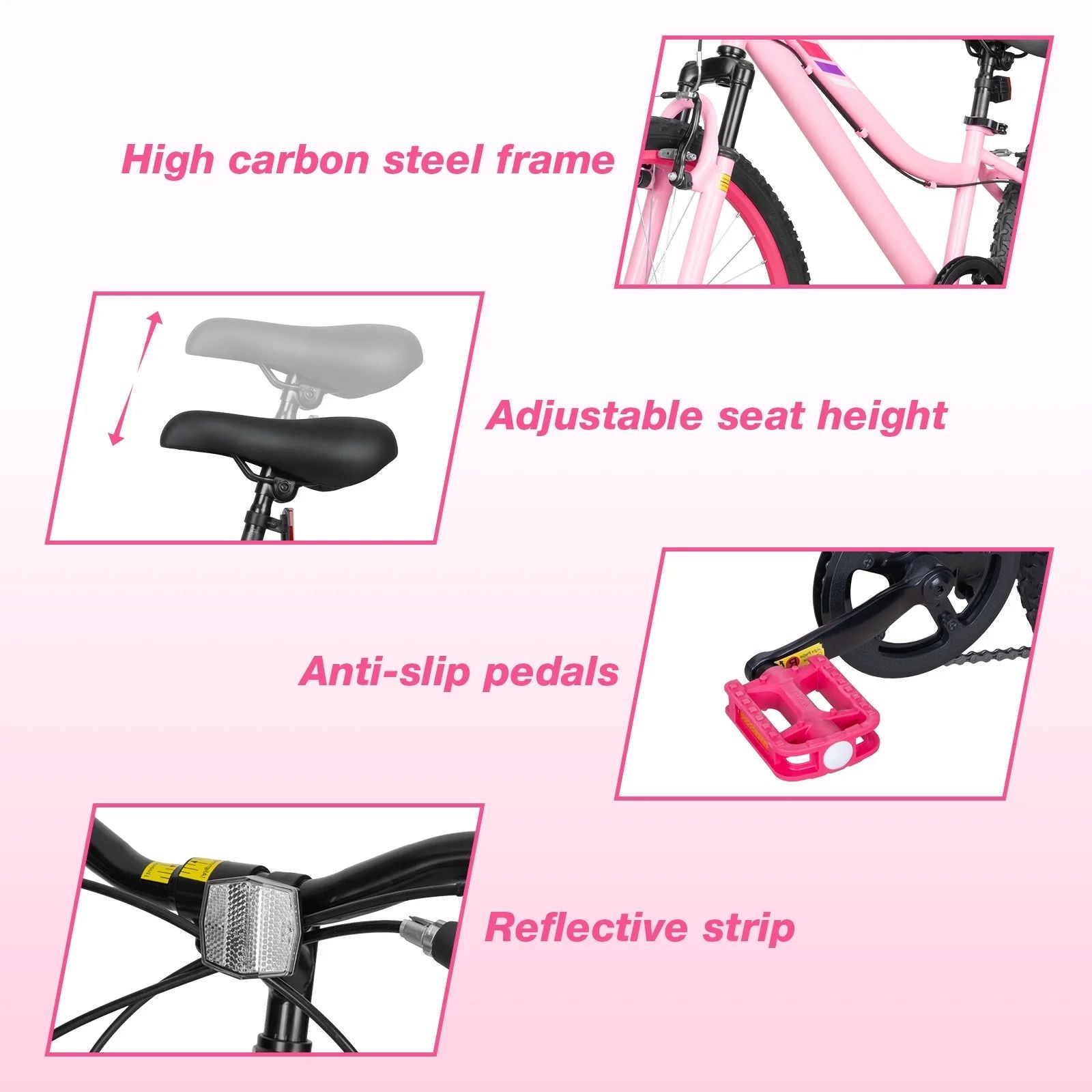 WEIZE 24 Inch Kid Mountain Bike,Kid Bike for Girls Age 6-14 Year Old ...
