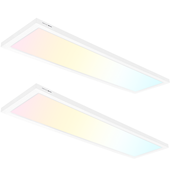 Rainbow Series 1x4 FT LED Flat Panel, 48W 4800lm Selectable CCT Flush Mount Light (2-Pack)