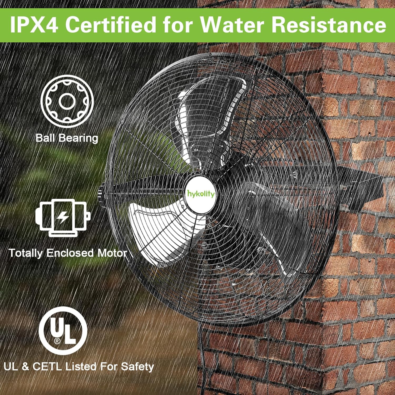 hykolity 5400 CFM 20 in. Outdoor Wall Mount Fan, 3-Speed Industrial ...