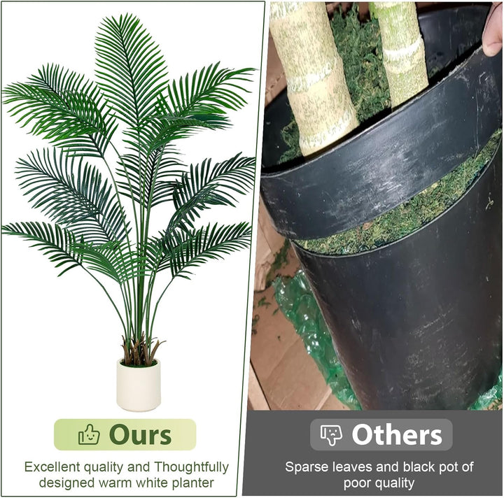 areca palm cane easily removable 5FT Areca Palm Artificial Golden Cane Palm Tree, Palm Faux Plant with – Hykolity
