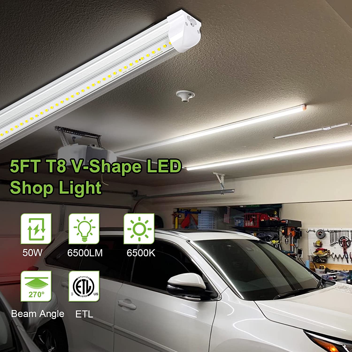 V Shape Led Light Design 50W 5FT LED Tube Light, 6500lm 6500K, Linkable, V Shape Integrated T8 ...