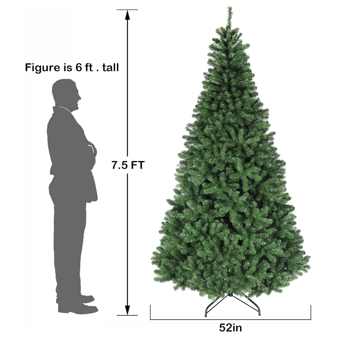 Hykolity 6.5'/7.5'/9' Premium Spruce Artificial Christmas Tree with PVC Branch Tips, Metal Stand and Hinged Branches