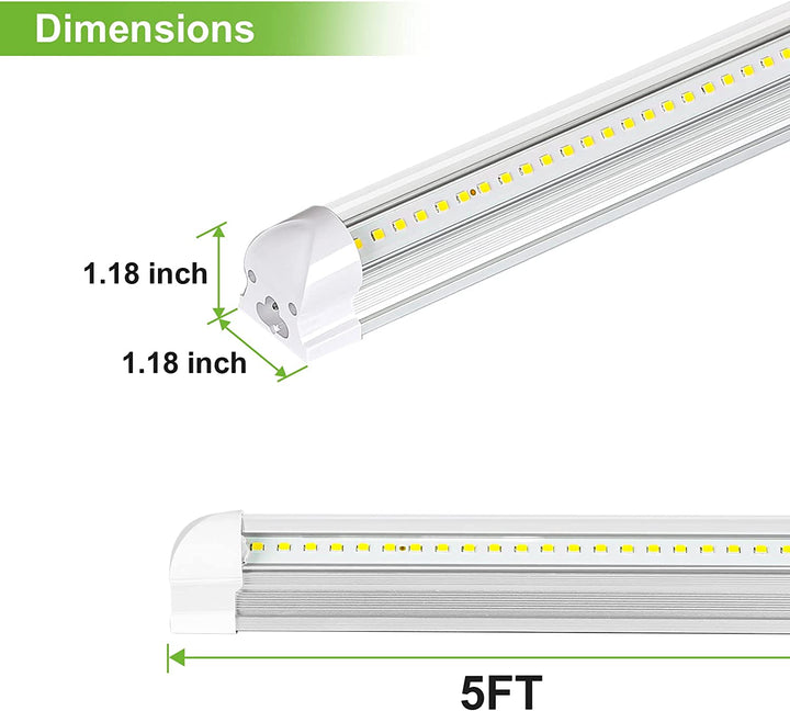 50W 5FT LED Tube Light, 6500lm 6500K, Linkable, V Shape Integrated T8 ...