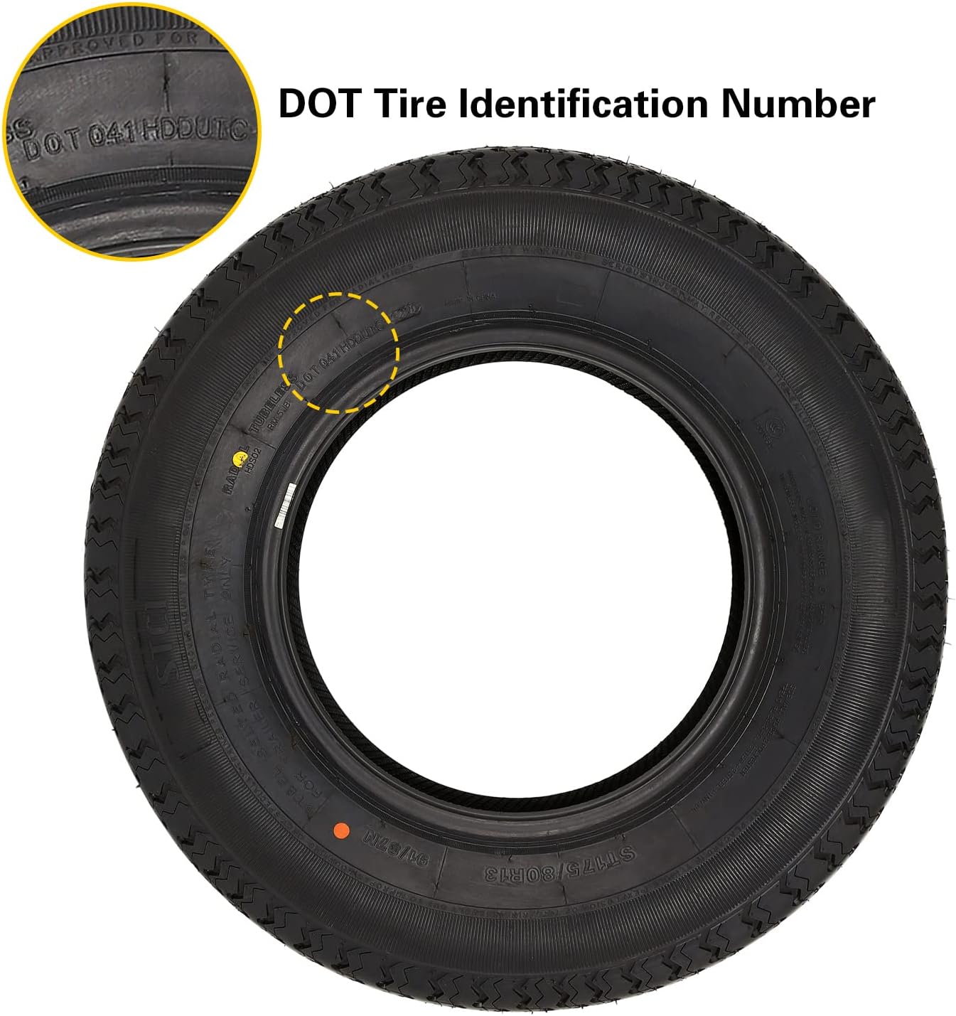 Hykolity ST175/80R13 Radial Trailer Tire, ST175/80-13 Tire Load Range