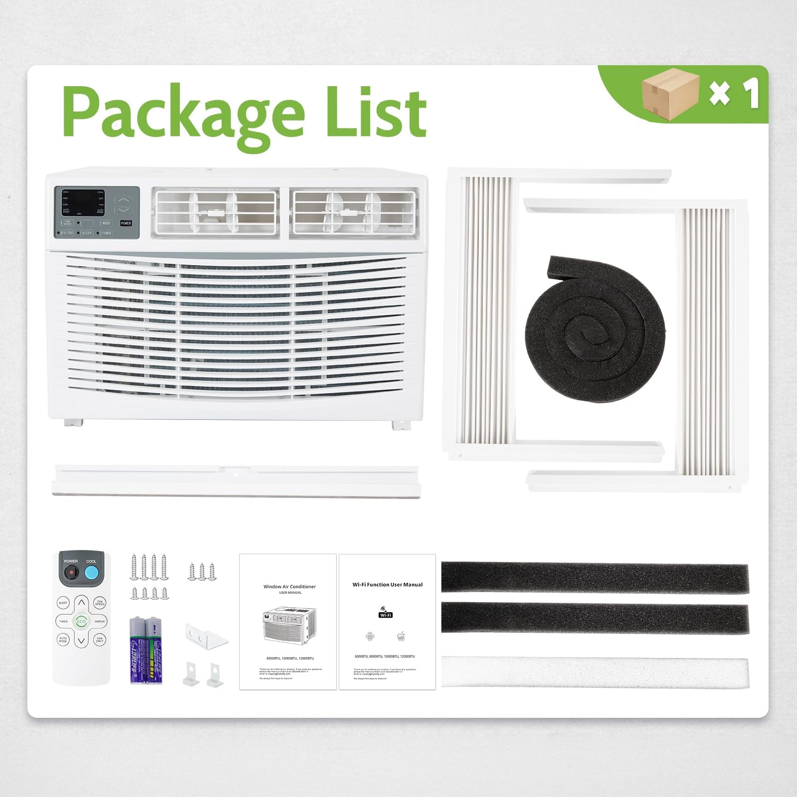 BILT HARD Smart Window Air Conditioner 12000 BTU WiFi AC Unit Cools up ...
