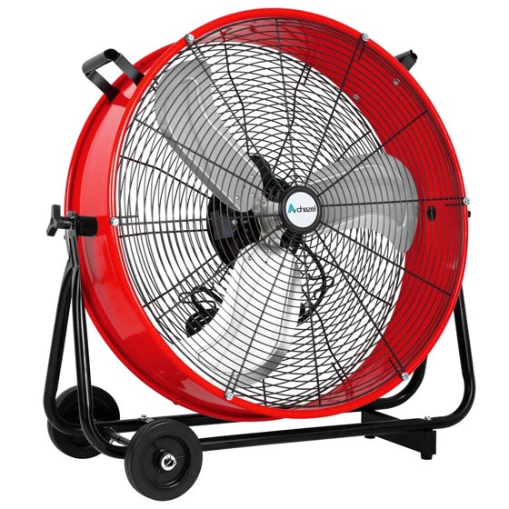 ACHAZEL 24 Inch Industrial Drum Fan, 3-Speed Heavy Duty 8100 CFM Air C ...