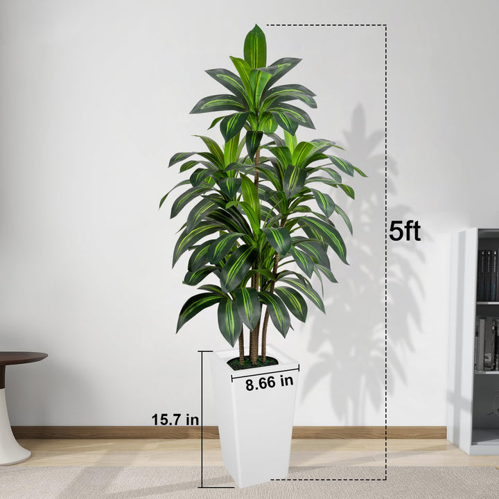 faux dracaena plant target Dracaena Artificial Tree 5ft Tall Pre Potted Dracaena Trees with White – Hykolity
