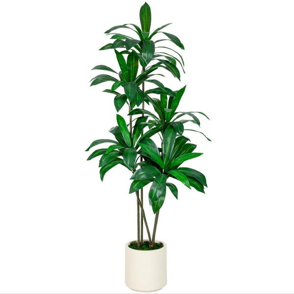 dracaena faux plant VIVATREES 6FT Dracaena Draco Artificial Dragon Tree Realistic Dracaena Fragrans Faux Tree with White Pot for Home Office Indoor Outdoor Decor