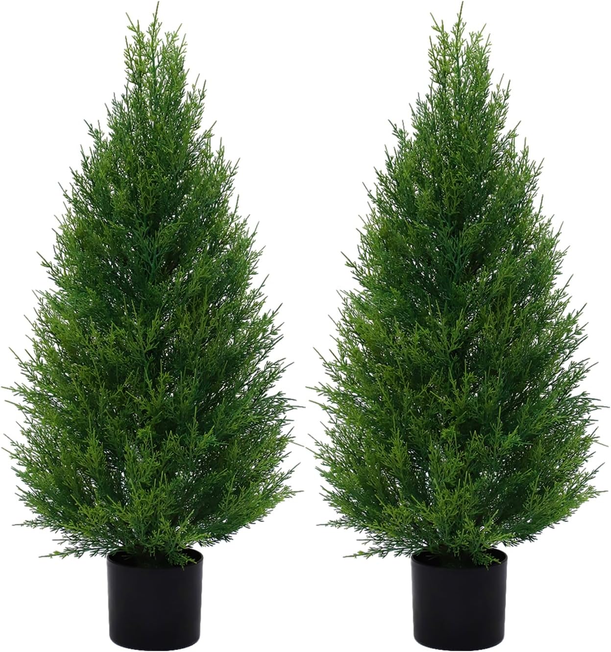 ROMSWI 2 Pack 3FT Artificial Cedar Topiary Trees with Full Realistic L ...