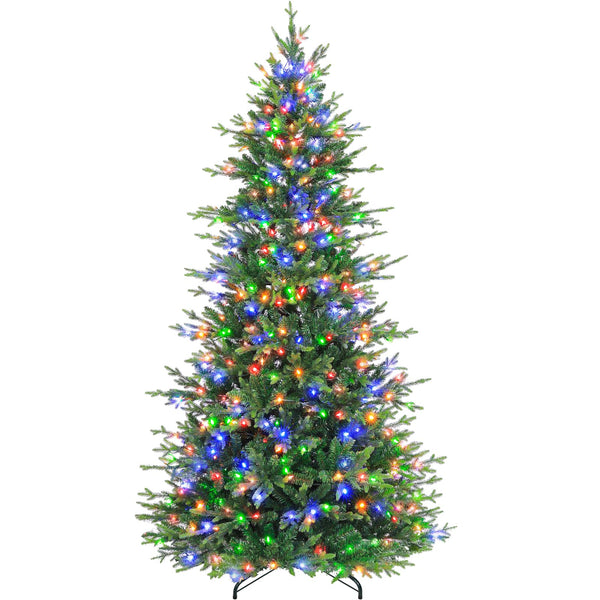 Vivatrees 7.5/9/12 Ft Prelit Artificial Christmas Tree, Frasier Fir Xmas Tree with 10 Lighting Modes Multi Colors, Xmas Decor, Green