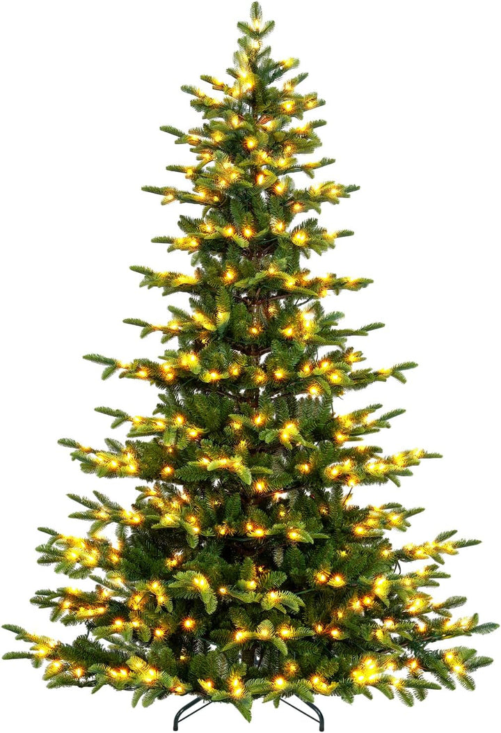 Redlife 6/7.5FT Artificial Christmas Tree With LED Lights – Green, Metal/PVC/PE, Holiday Decor