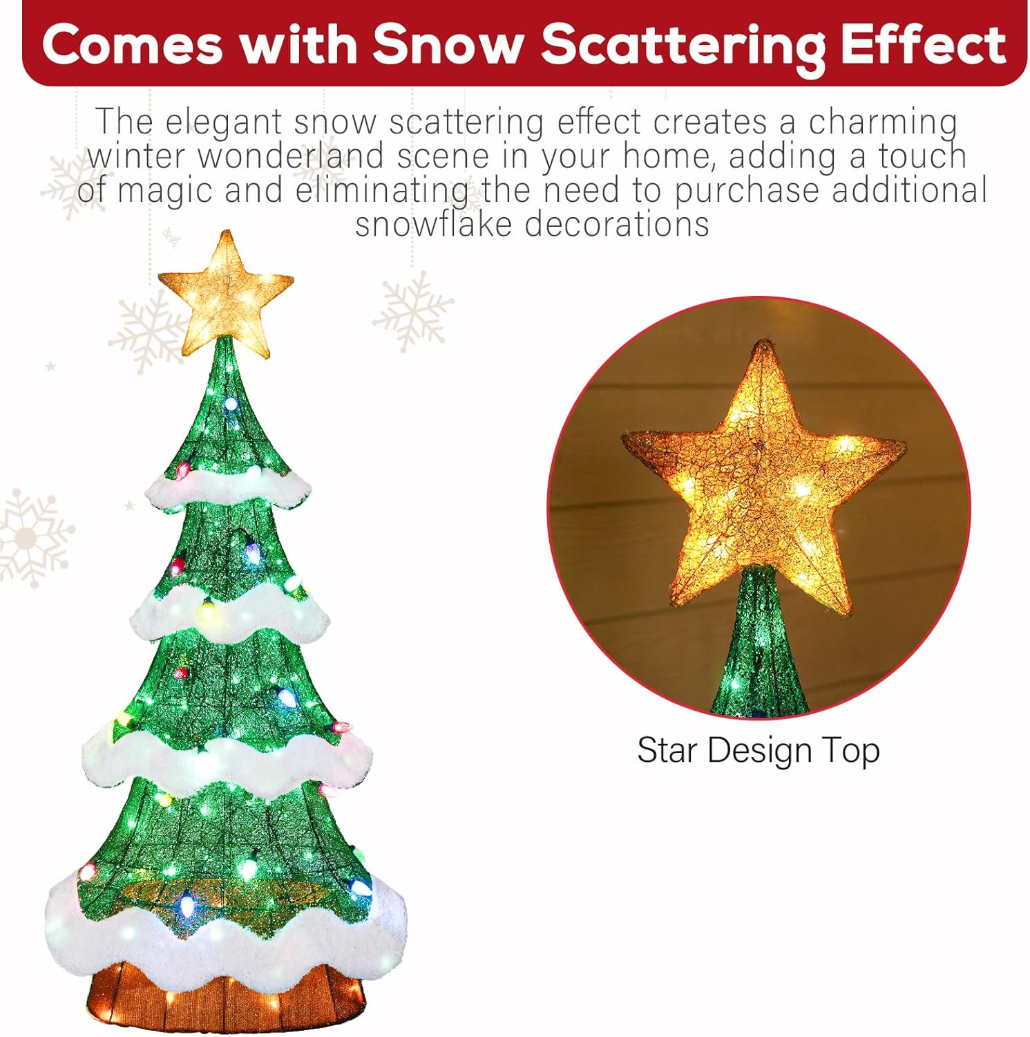 hykolity 5 ft. Christmas Tree with Star Topper, Metal Frame