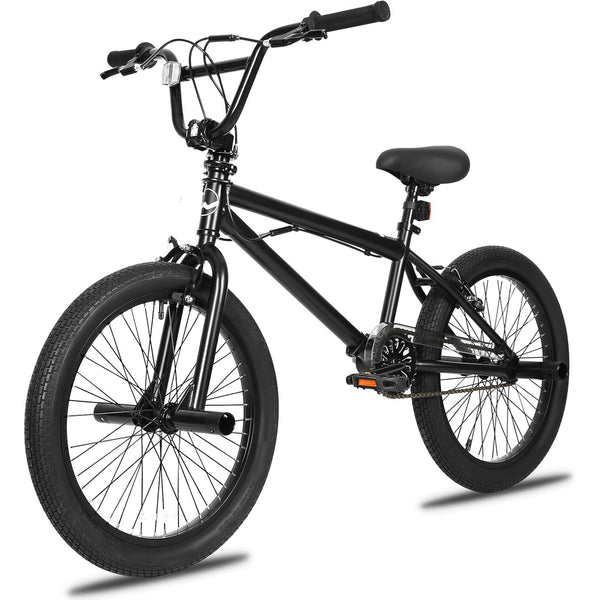 hykolity 20 inch BMX Bike Freestyle Cycling Trick Bicycle with 4 Pegs for Teenage Adults 7-18 Years Old Rider Height 48-68 inch V-Brake Black