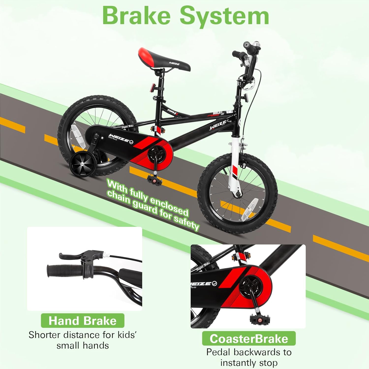 Weize Kids Bike, 14 Inch Children Bicycle for Boy Girl Toddler Age 3-5 ...