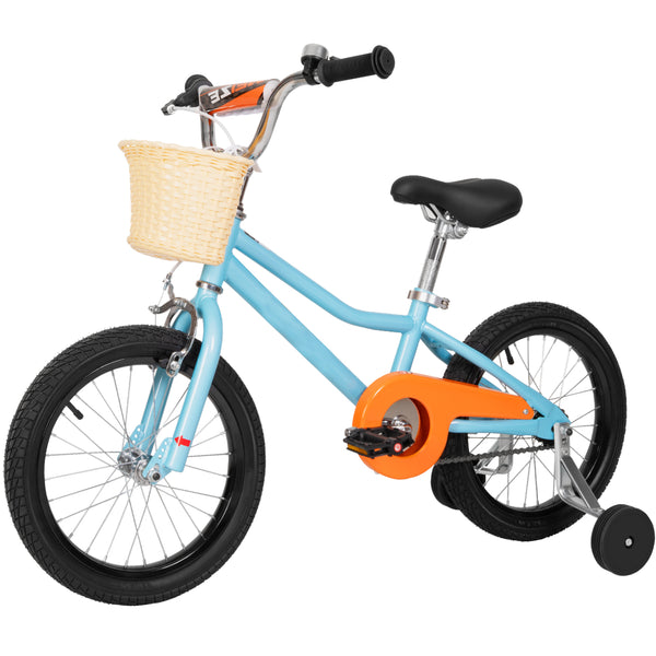 Hykolity Kids Bike Boy Girl Bicycle 16 inch for Children Age 4-7 Years Old Height 41-53 in Child Sport Bike includes Training Wheel Basket Aqua Blue
