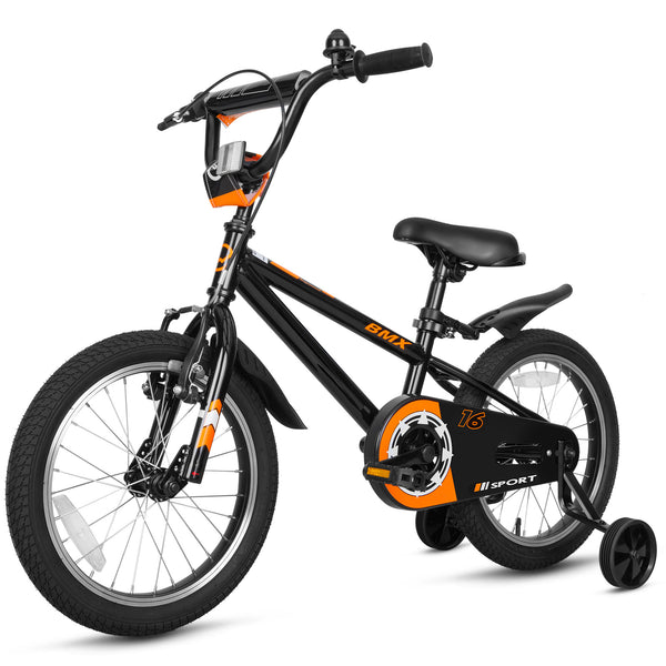 Hykolity 16 Inch Kids Bikes Boy Girl BMX Bicycle Ages 4 5 6 Years Old Coaster Brake Sport Cycling Child Bike with Training Wheels Black