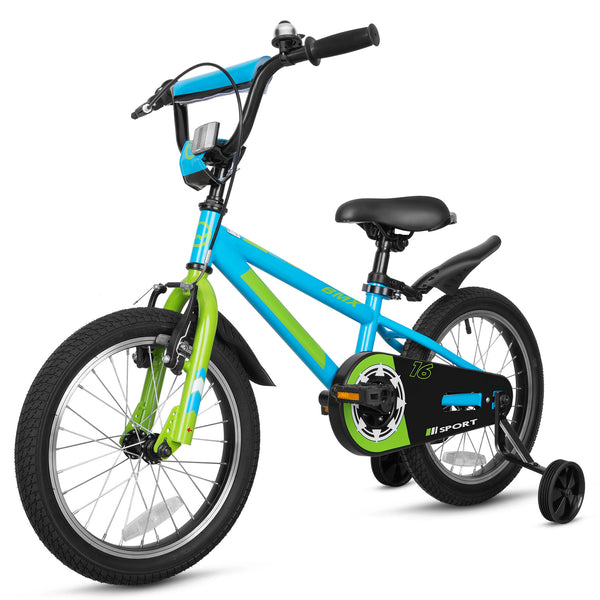 Hykolity 16 Inch Kids Bikes Boy Girl BMX Bicycle Ages 4 5 6 Years Old Coaster Brake Sport Cycling Child Bike with Training Wheels Turquoise Blue