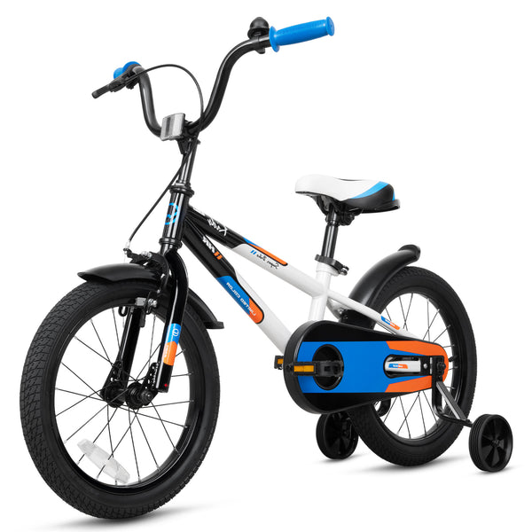 Hykolity Kids Bike Boy Girl Bicycle 16 inch for Children Age 4-6 Height 38-48" Child Sport Bike BMX Handbar includes Training Wheel Black White