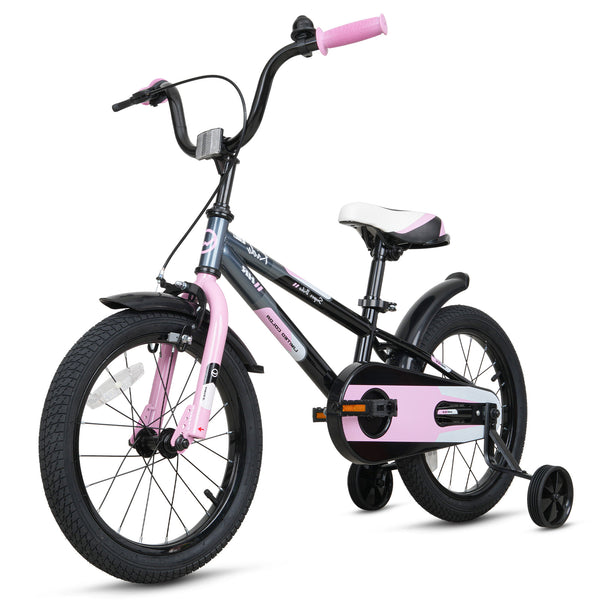 Hykolity Kids Bike Boy Girl Bicycle 16 inch for Children Age 4-6 Height 38-48" Child Sport Bike BMX Handbar includes Training Wheel Black Pink