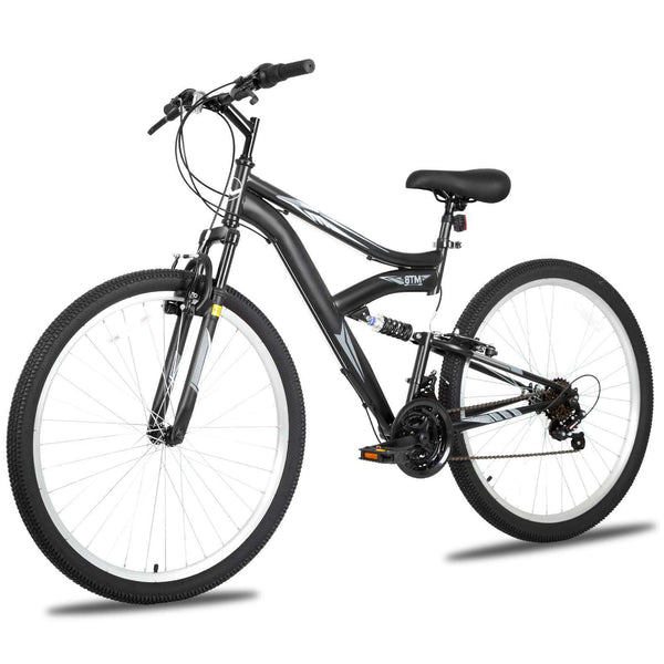 hykolity 27.5 inch Mountain Bike MTB Outdoor Bicycle Cycling 18 Speed Sport Bikes Rider Height 64-74 inch Full Suspension for Adult Men Unisex Black