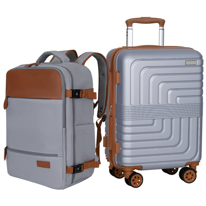 Hykolity 2-Piece 22In Luggage Set, Expandable 22x14x9 Carry On with Tr Hykolity 2-Piece 22In Luggage Set, Expandable 22x14x9 Carry On with Tr