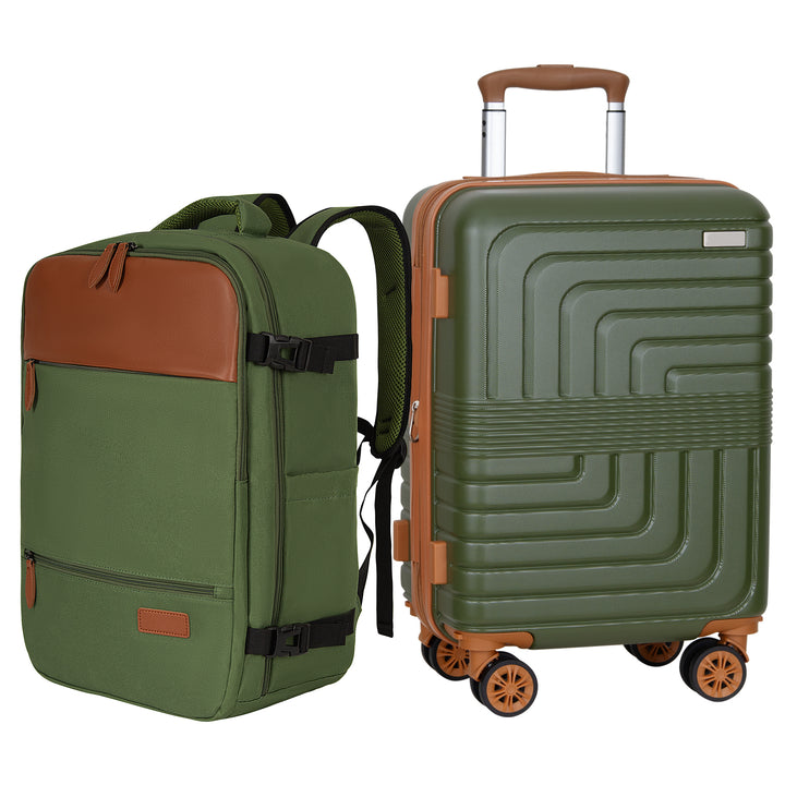 Hykolity 2-Piece 22In Luggage Set, Expandable 22x14x9 Carry On with Tr Hykolity 2-Piece 22In Luggage Set, Expandable 22x14x9 Carry On with Tr
