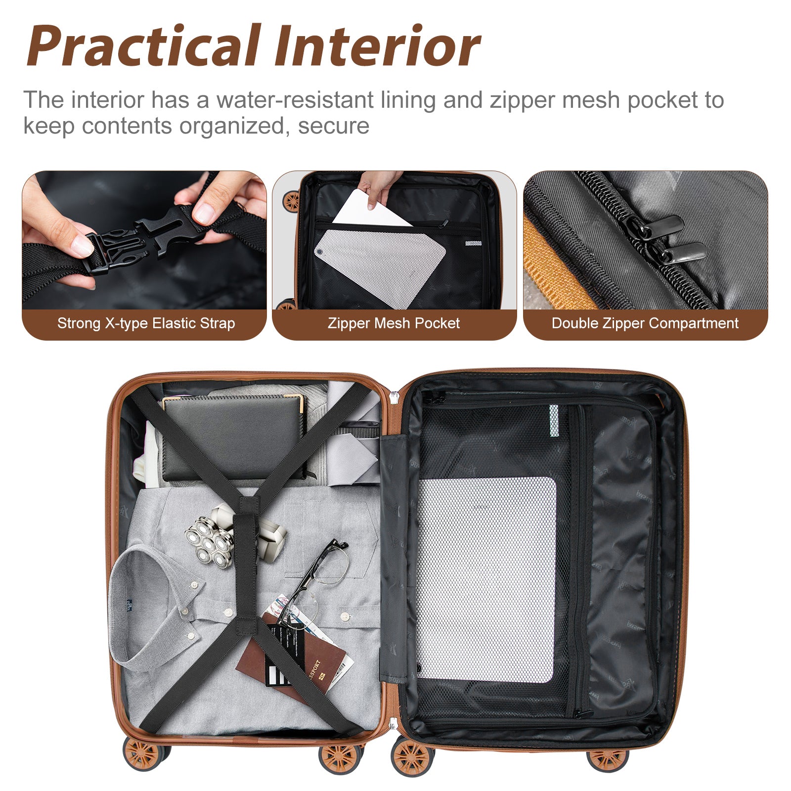 SUNSPIRE 30 Inch Checked Large Hardside Suitcase Rolling Spinner Wheel ...