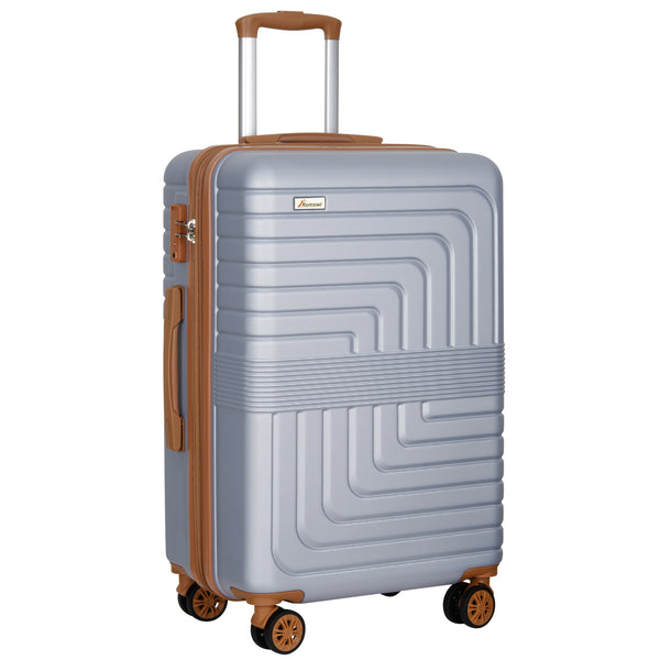 Romswi 28" Expandable Large Checked Luggage, Hardshell Suitcase with Double Spinner Wheels for 20% More Space, Airline Approved Lightweight Hardside with Scratch-Resistant & YKK Zipper, Silver