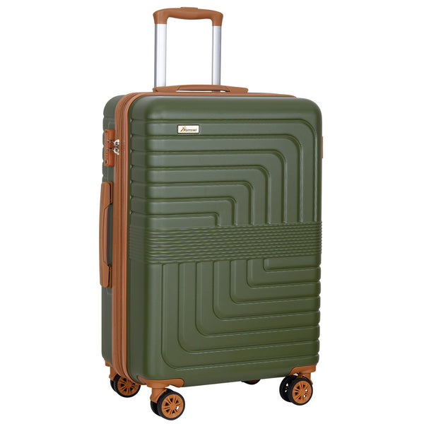 Romswi 28" Expandable Large Checked Luggage, Hardshell Suitcase with Double Spinner Wheels for 20% More Space, Airline Approved Lightweight Hardside with Scratch-Resistant & YKK Zipper, Olive Green